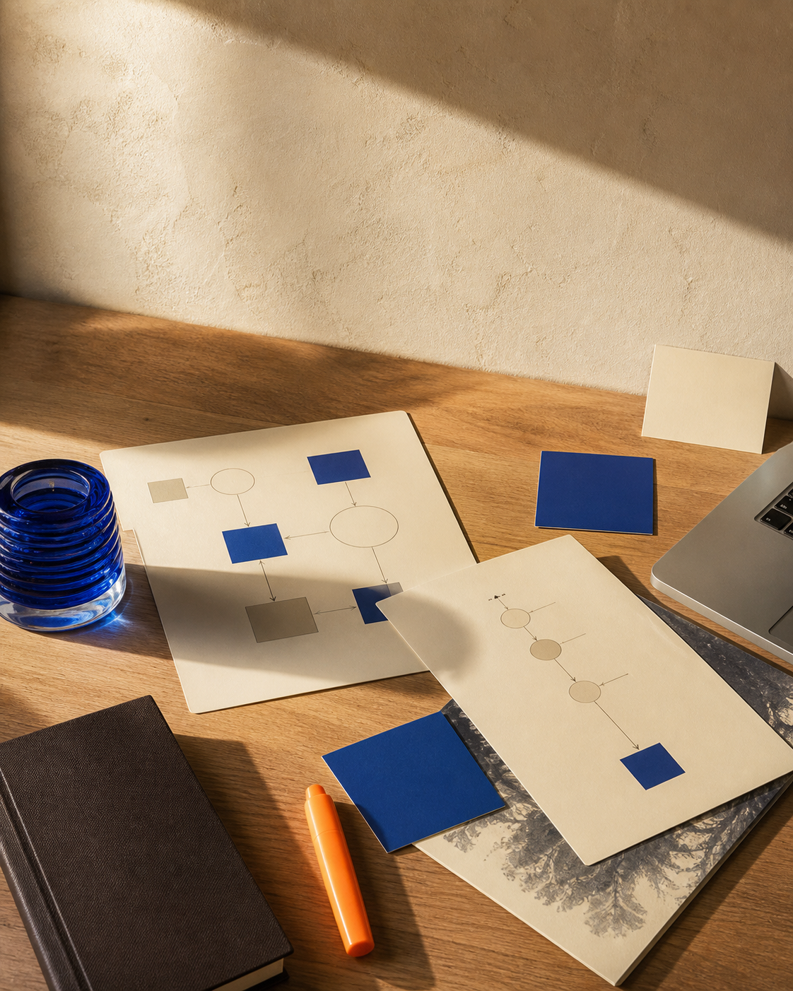 A sculptural still life representing a joined-up workflow.